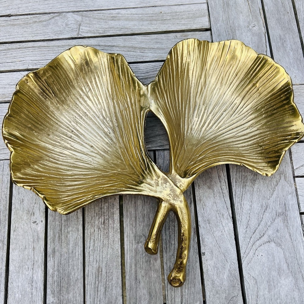 Cabaret Bowl Gilded Decorative Embossed Ginkgo-Leaf Tray Candy Appetizer Fruit